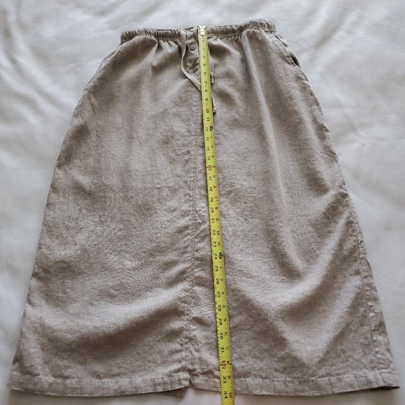 Silhouettes Plus Size 1X 100% Linen Skirt Pockets Elastic Waist Back Slit Beige - Picture 12 of 12